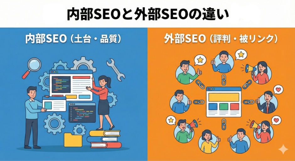 内部SEOと外部SEOの違いとは？ 優先すべき施策とその役割を解説